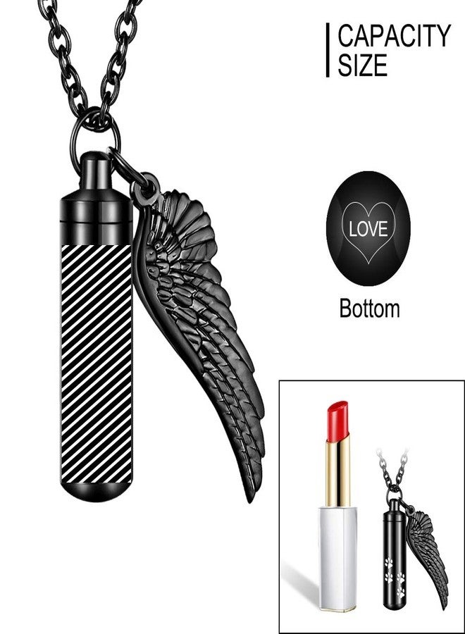 abooxiu Cylinder Cremation Necklace for Pet Ashes Urn Necklace with Angel Wing Pet Paw Ashes Necklace for Dog/Cat Pet Memorial Keepsake Jewelry - Image 3